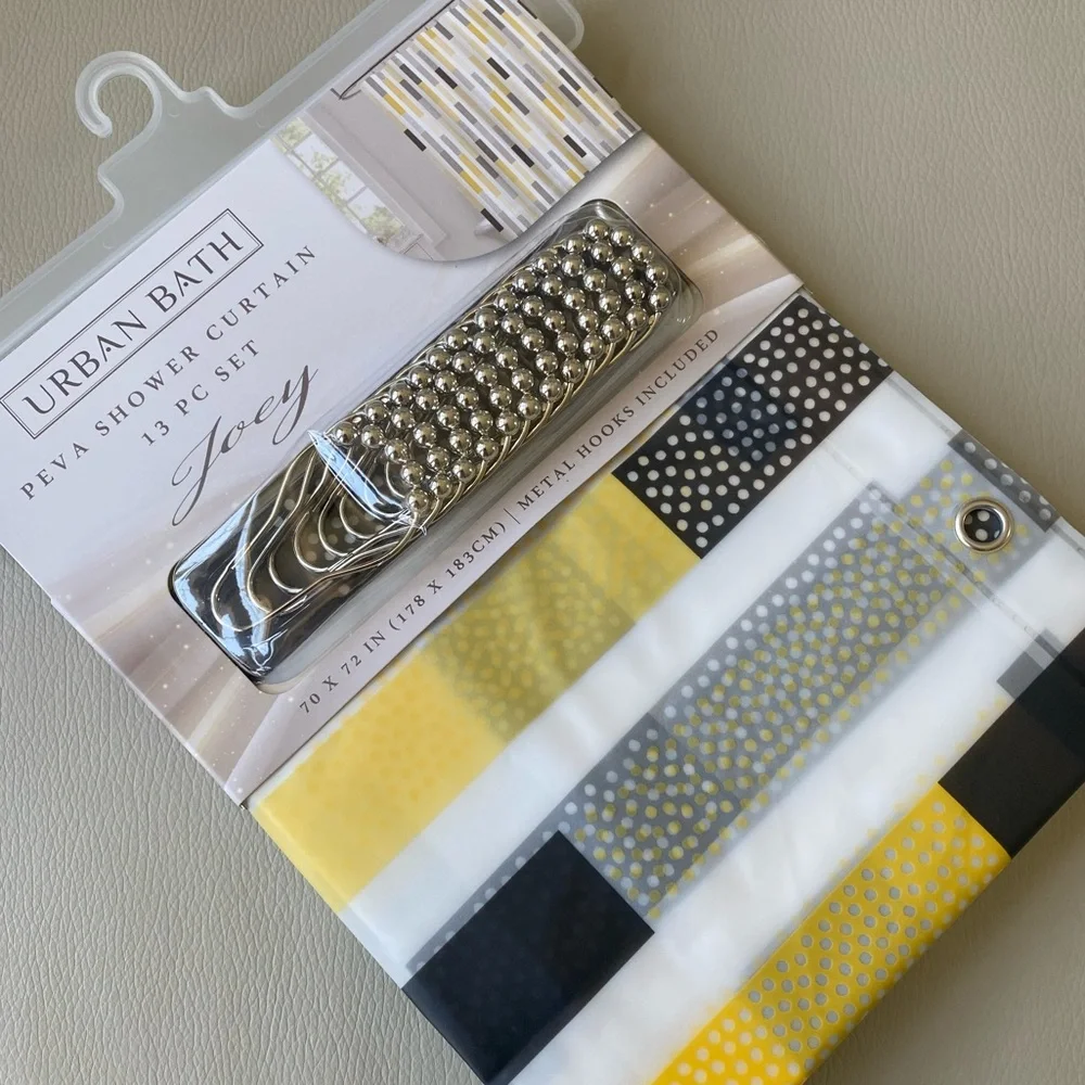 Shower curtain-yellow with polka dot